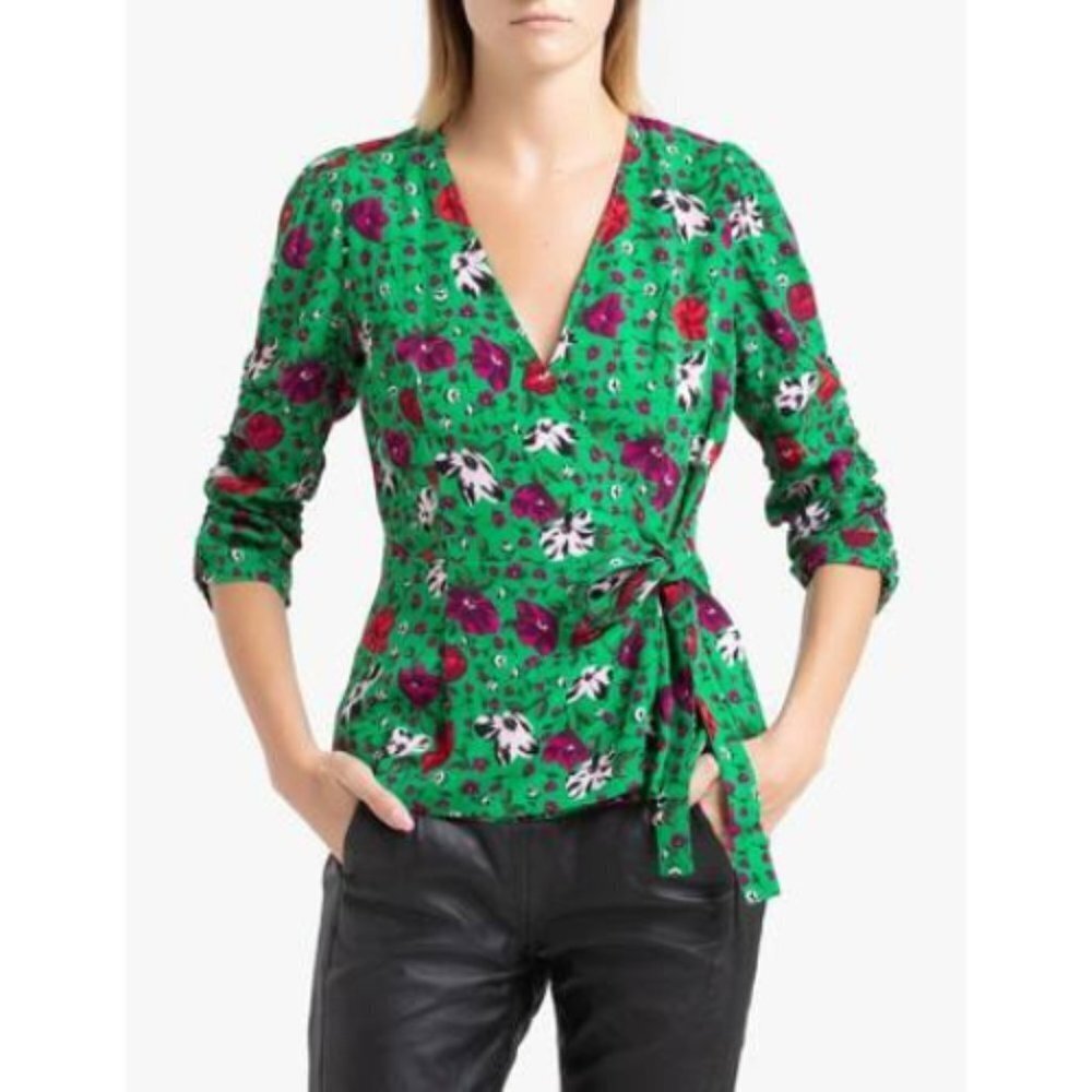 BA&SH Paco Long-Sleeved Floral wrap blouse with V-Neck 17737